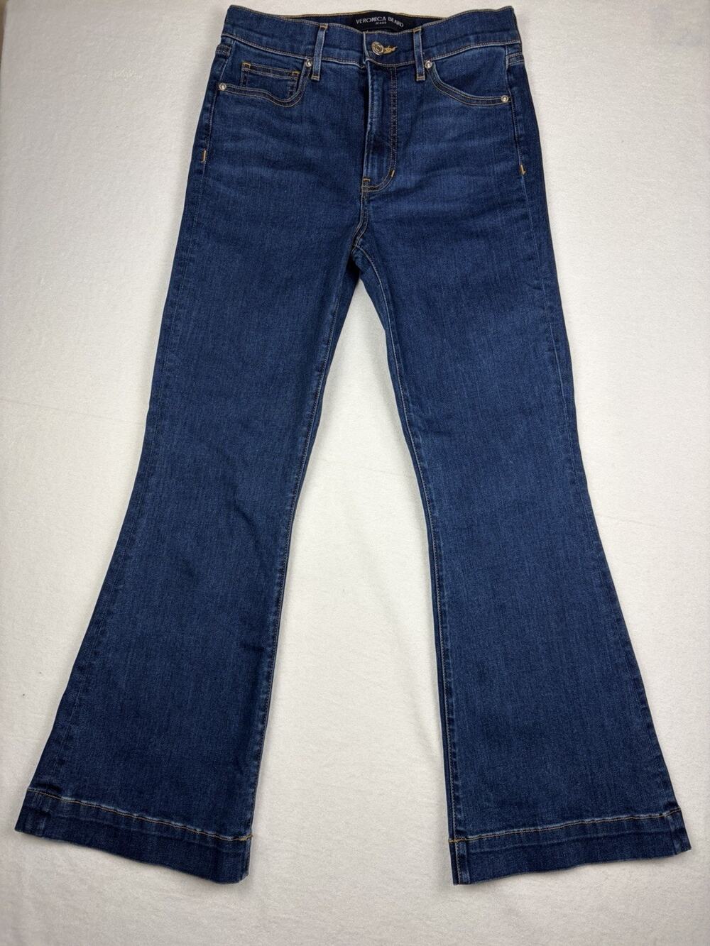 Veronica Beard Carson Ankle Flare Jeans Women's 28 High Rise Blue Stretch USA